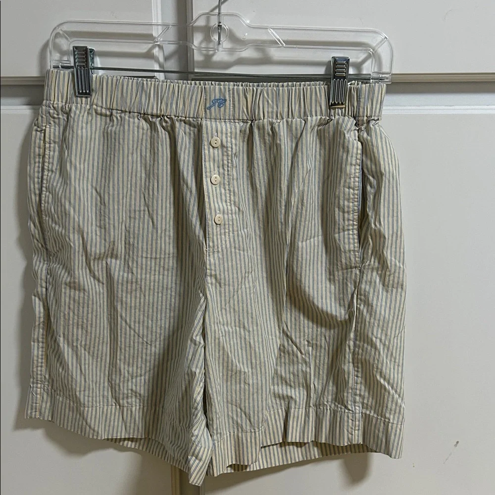 J. Crew Cream and Light Blue Striped Cotton Boxer Shorts